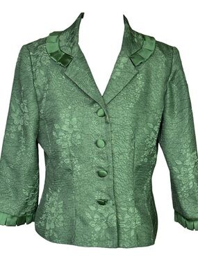 Adrianna Papéll Ivy Green Floral Jacquard Blazer Suit Jacket Wedding Guest